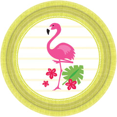 Flamingo Stripes 8.75-inch Round Paper Plates, 8-ct - Pack of 12