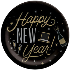 Festive 9-inch New Year's Eve Paper Plates, 8-ct - Pack of 3