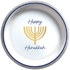 Festive Hanukkah Celebration 8.5" Paper Plates, 8-pk | Case of 100