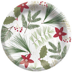 Festive Holly Berry 8.5-inch Round Paper Plates, 8-ct - Pack of 3