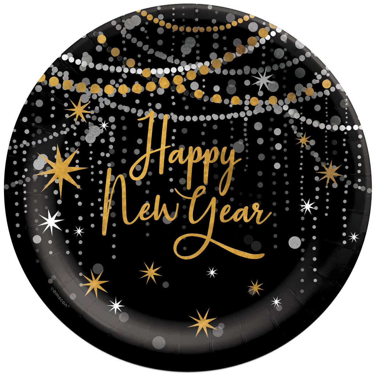 Midnight Hour New Year's Eve 8.5-inch Round Paper Plates, 8-ct - Pack of 12