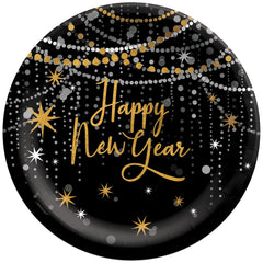 Midnight Hour New Year's Eve 8.5-inch Round Paper Plates, 8-ct - Pack of 12