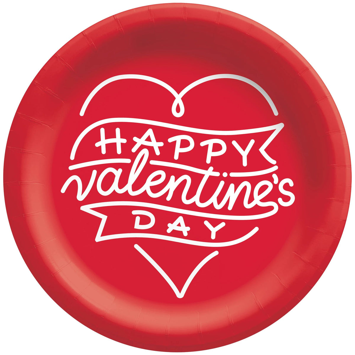 Happy Valentine's Day 8.5-inch Round Paper Plates, 8-ct - Pack of 12