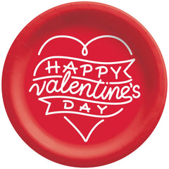 Happy Valentine's Day 8.5-inch Round Paper Plates, 8-ct - Case of 100