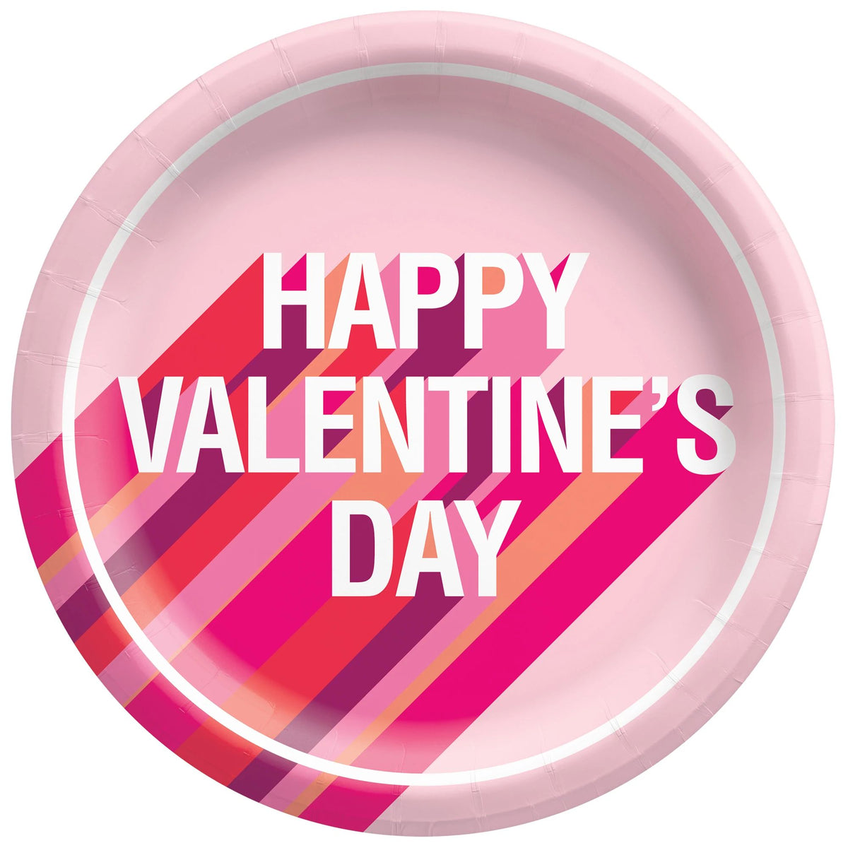 Retro Love Valentine's Day Paper Plates - 8.5-inch, 8-ct - Pack of 12