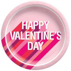 Retro Love Valentine's Day Paper Plates - 8.5-inch, 8-ct - Pack of 12