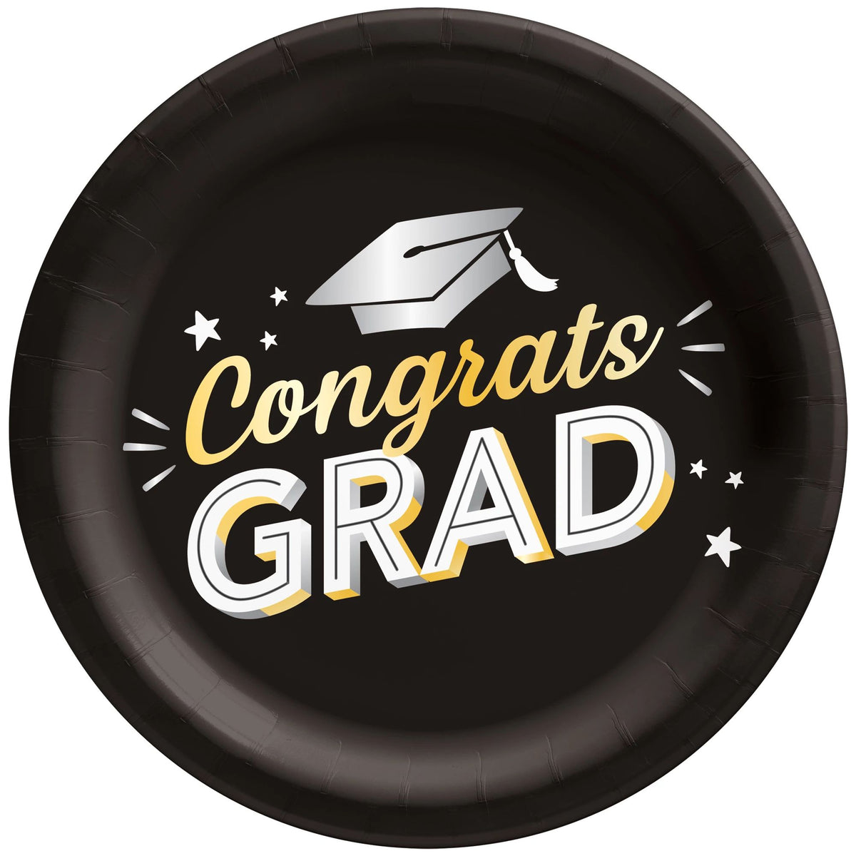Congrats Grad 8.5-inch Paper Plates - Graduation Party Supplies, 8-ct - Pack of 12