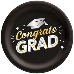 Congrats Grad 8.5-inch Paper Plates - Graduation Party Supplies, 8-ct - Pack of 12