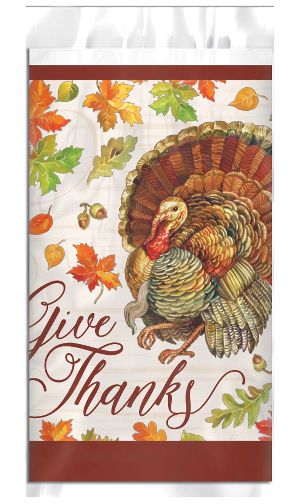 Vintage Turkey Thanksgiving Plastic Table Cover - Pack of 12