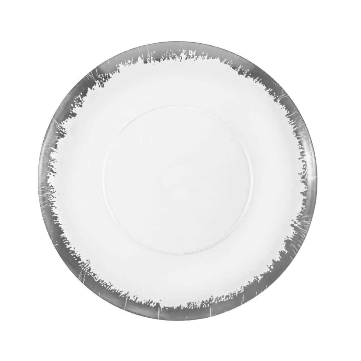 10" Silver Scratched Design Plastic Plates (120 Count) - Yom Tov Settings