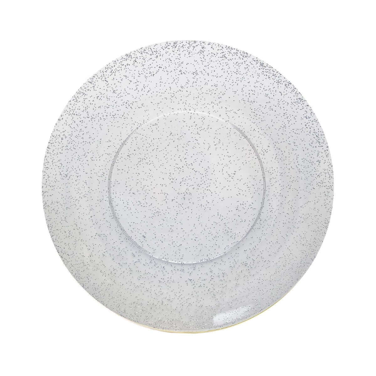 10" Silver Sparkle Design Plastic Plates (120 Count) - Yom Tov Settings