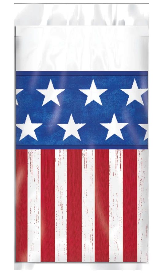 Patriotic Scalloped Plastic Table Cover - 54 x 96 - Pack of 6