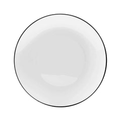 10" White & Black Rim Design Plastic Plates (40 Count) - Yom Tov Settings