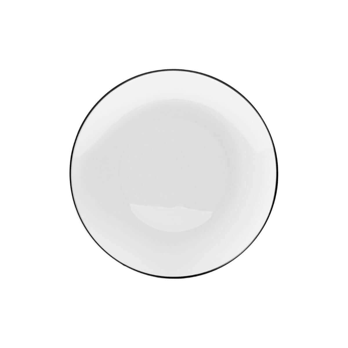 8" White & Black Rim Design Plastic Plates (40 Count) - Yom Tov Settings