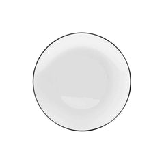 8" White & Black Rim Design Plastic Plates (120 Count) - Yom Tov Settings