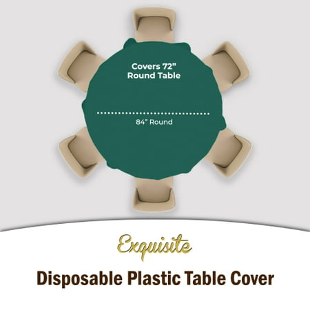 Premium Round Dark Green Plastic Table Covers | 96 Count