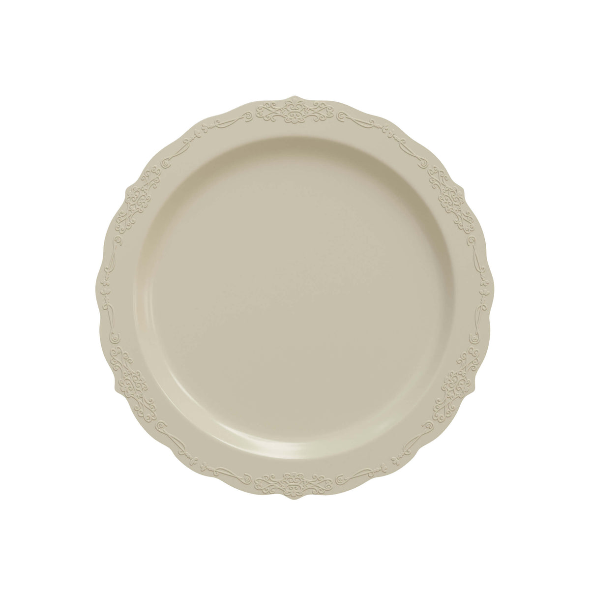 9 In. Ivory Victorian Design Plates | 40 Count