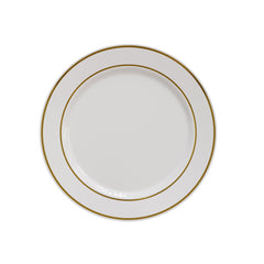 9 In. Cream/Gold Line Design Plates | 40 Count