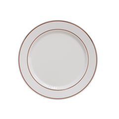 9 In. White/Rose Gold Line Design Plates | 40 Count