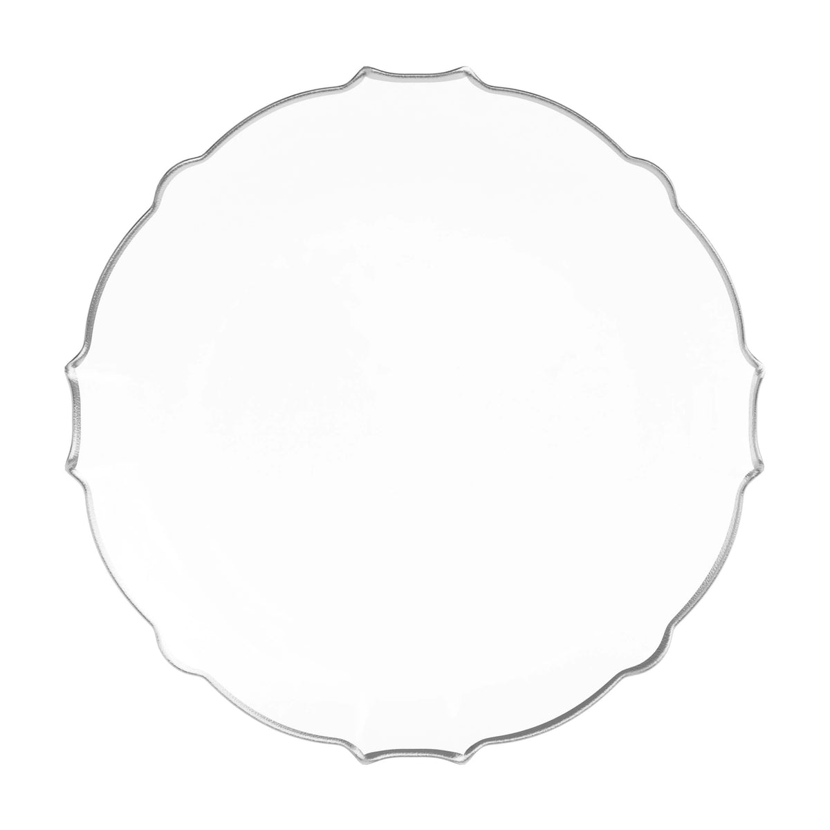 9 In. Clear/Silver Petal Plates | 40 Count