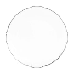 9 In. Clear/Silver Petal Plates | 40 Count