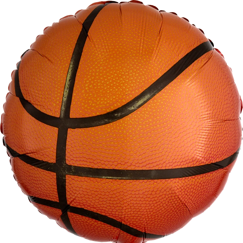 18-Inch Metallic Basketball Mylar Balloon - Pack of 5