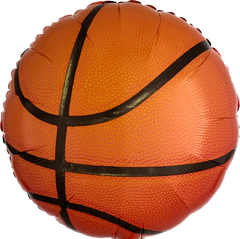 18-Inch Metallic Basketball Mylar Balloon - Pack of 5