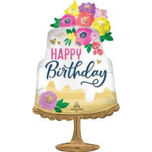Artful Floral Birthday Super Shape Foil Balloon - Pack of 5