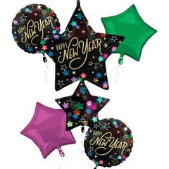 Starlight New Year's Eve Metallic Balloon Bouquet - 5 Piece Set - Pack of 3