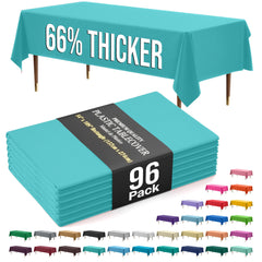 Premium Aqua Plastic Table Covers | 96 Count