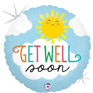 17-inch Get Well Soon Smiley Sun Foil Balloon - Pack of 2