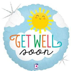 17-inch Get Well Soon Smiley Sun Foil Balloon - Pack of 2