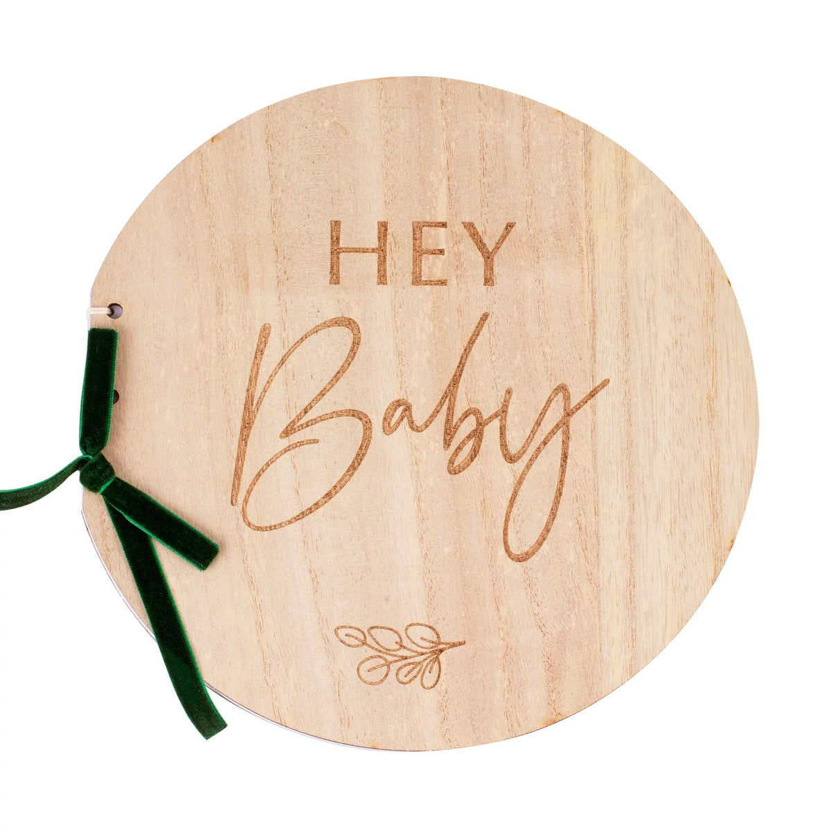 Hey Baby Wooden Circular Guest Book, Tan, 10-inch - Case of 10
