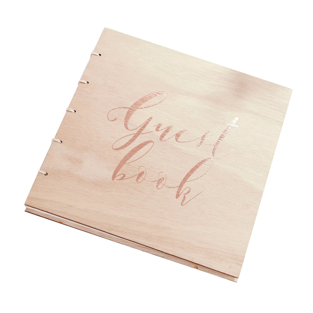 Guest Book Wooden Book, Gold, 50 Sheets, for Wedding - Pack of 5