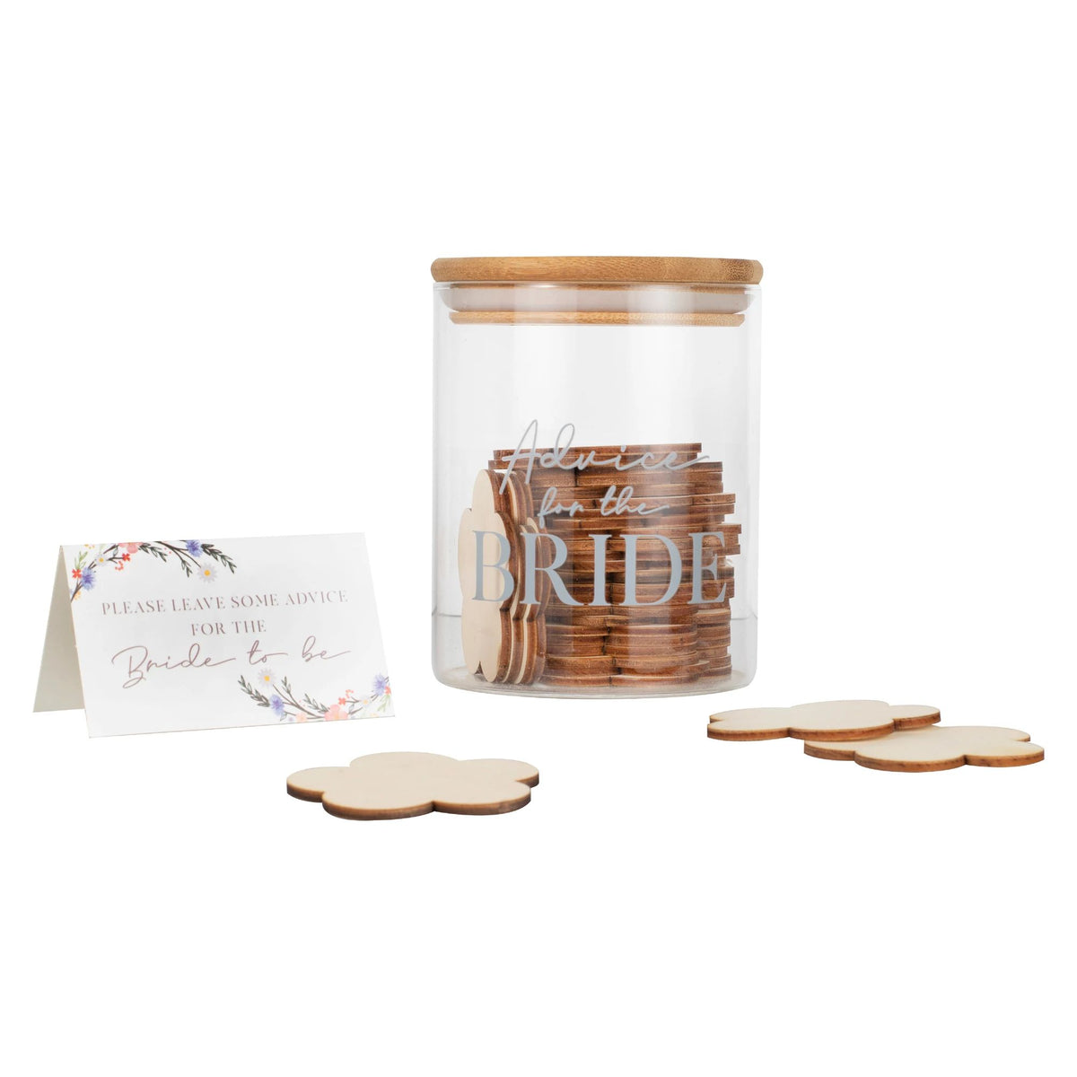 Elegant Glass Advice Jar Set with Wooden Discs for Weddings - Case of 10