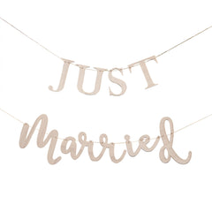 Just Married Wooden Banner, White, 8.5-inch - Case of 15