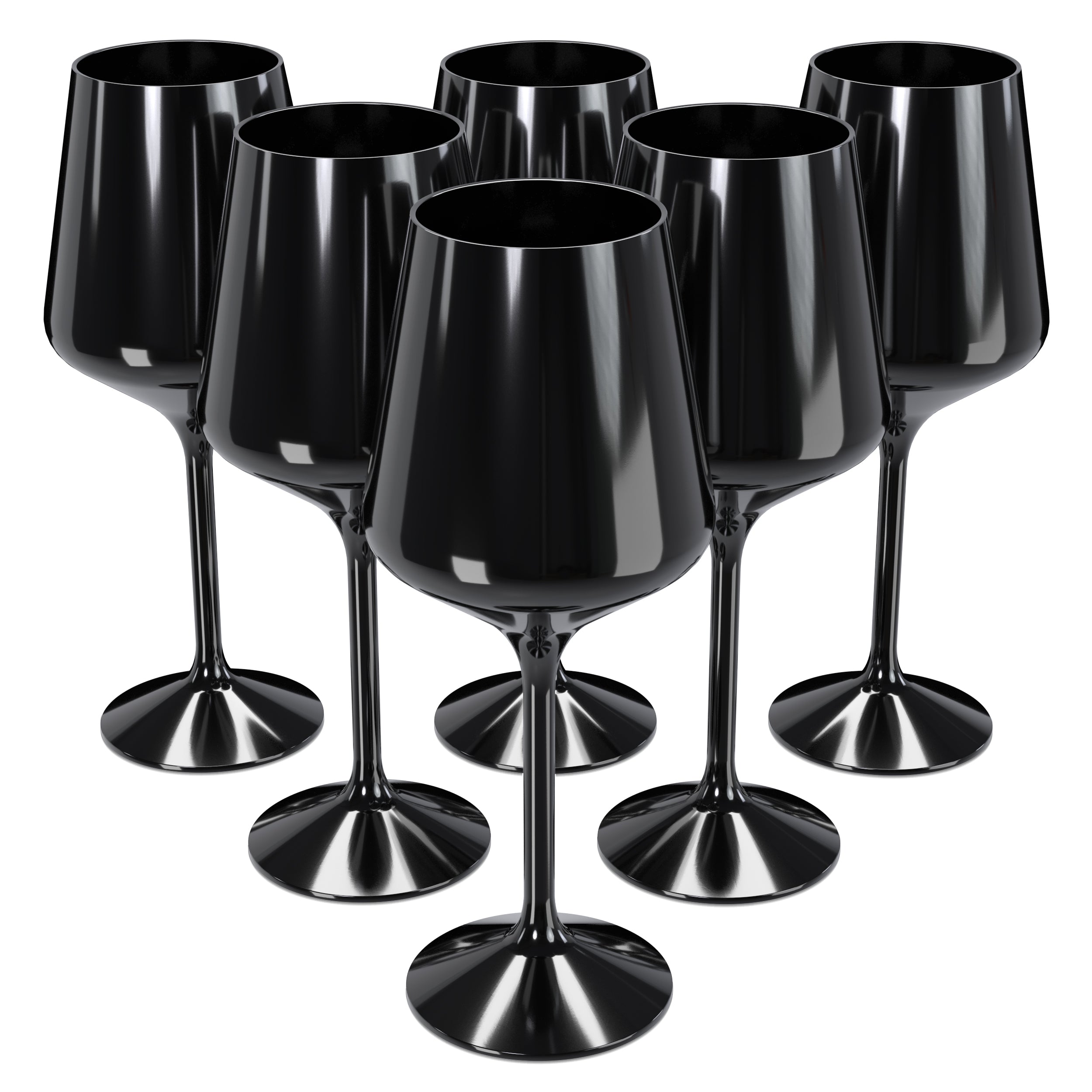 16 Oz. Stemmed Wine Glasses | 6 Count | Black