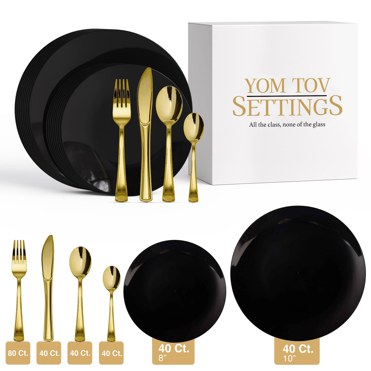 280 Piece Black Combo Set | Serves 40 Guests