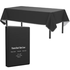 Black Flannel Backed Table Cover 54 In. x 108 In. | 2 Pack