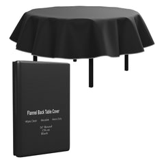 Black Flannel Backed Table Cover 70 In. Round | 2 Pack