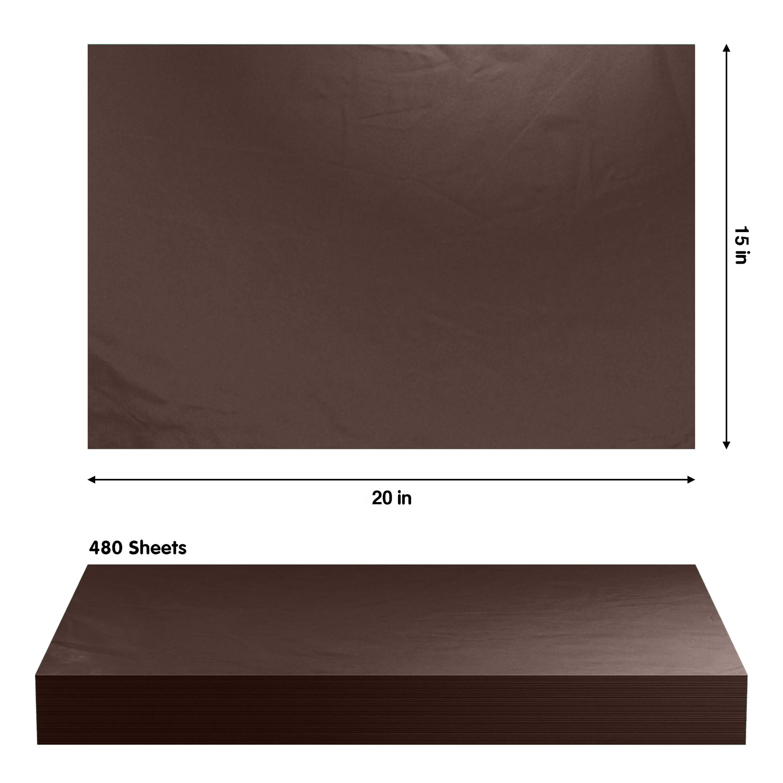 15 In. x 20 In. Brown Tissue Paper | 480 Sheets