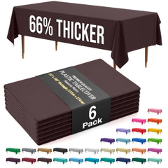 Premium Brown Plastic Table Covers | 6 Pack