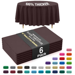 Premium Round Brown Plastic Table Covers | 6 Pack