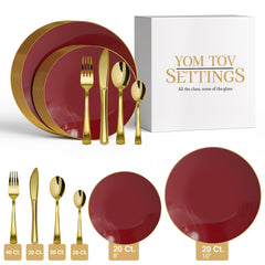 140 Piece Burgundy Combo Set | Serves 20 Guests