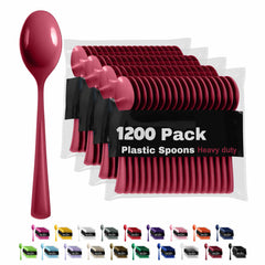 Heavy Duty Burgundy Plastic Spoons | 1200 Count