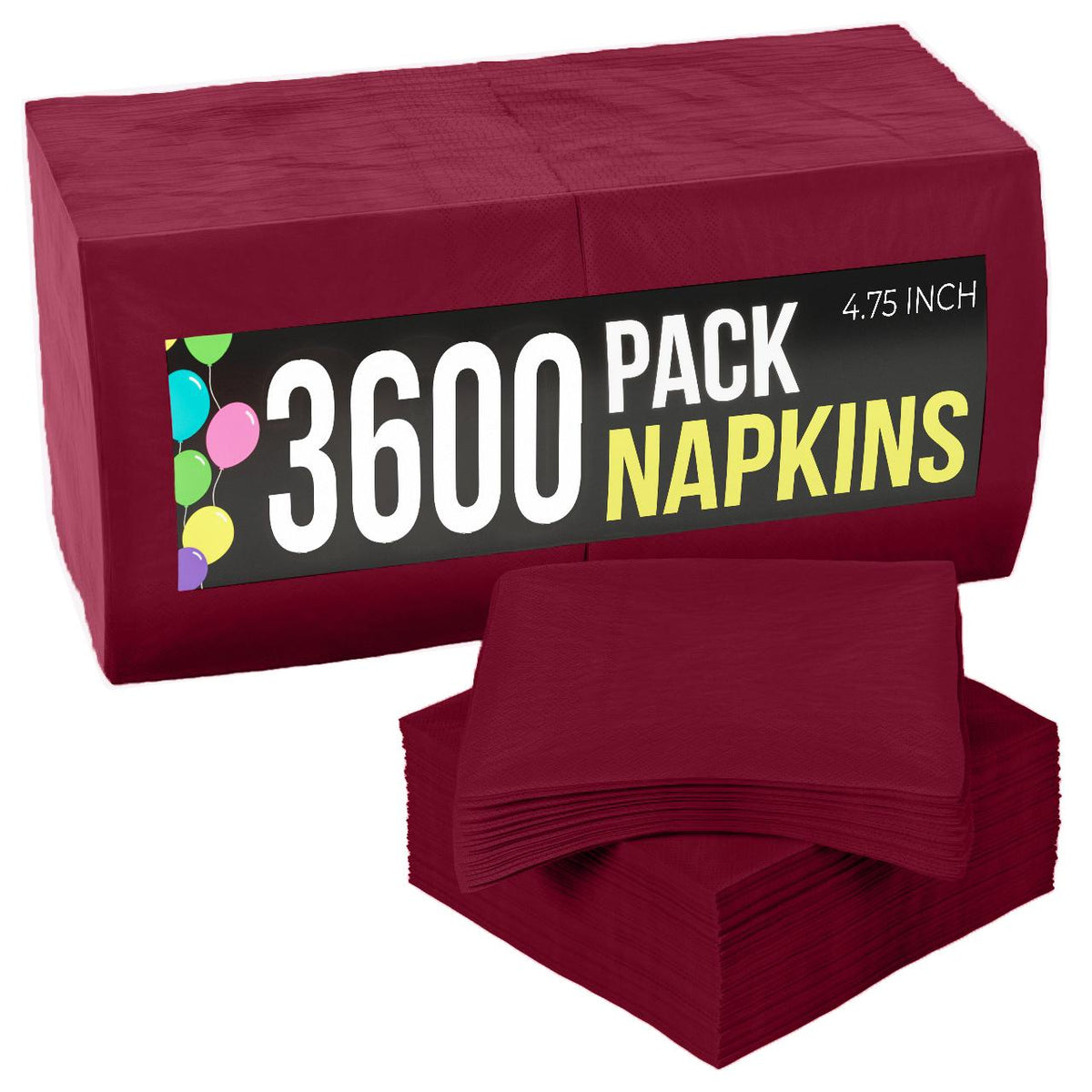 Burgundy Beverage Napkins | 3600 Pack