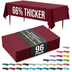 Premium Burgundy Plastic Table Covers | 96 Count