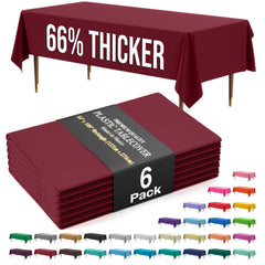 Premium Burgundy Plastic Table Covers | 6 Pack