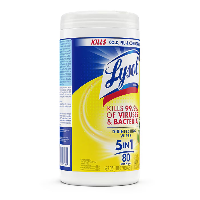 Lysol Disinfecting Wipes, Lemon & Lime Blossom, 80 Wipes/Canister | 24 Canisters