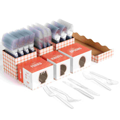 Clear Cutlery Gingham Caddy Combo For 100